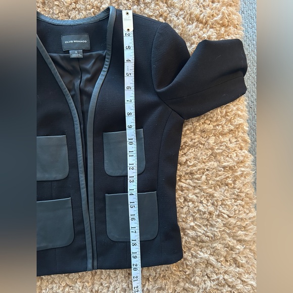 Club Monaco Black Women's Blazer w/ Leather Trim, Size 2 - Picture 4 of 12